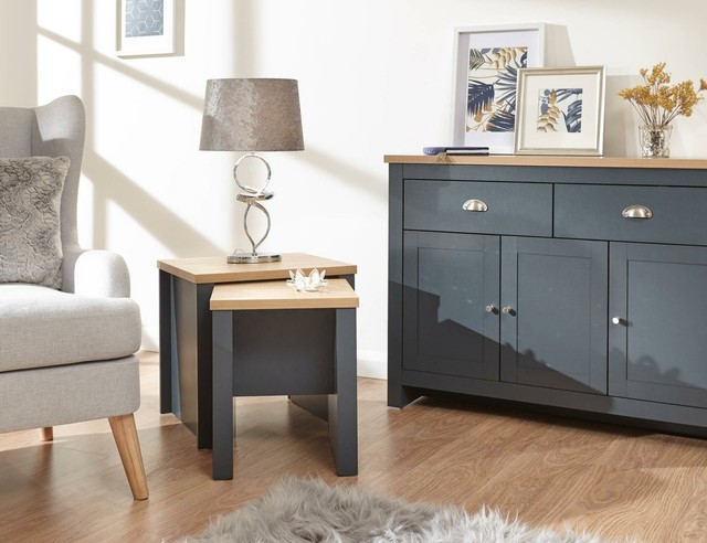 Nest Of 2 Round Coffee Side Tables Solid Oak Wood Legs Glass Top Furniture Pair For - Wood End Tables With Glass Top Nest Of 2 Round Coffee Side Tables Solid Oak Wood Legs Glass Top Furniture Pair For - Wood End Tables With Glass Top