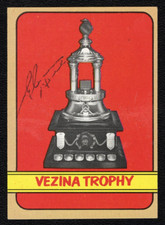 1972 Topps 173 Glenn Hall Autographed George Vezina Trophy 3-Time Winner VG Card