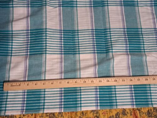 Tela de algodón acolchado de costura grande a cuadros 1 yarda 35"" x 62"" de ancho blanco azulado Madrás - Imagen 2 de 2