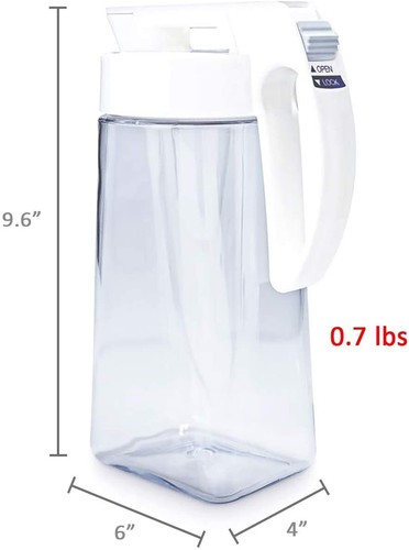 Airtight One Touch Water Pitcher with Lid for Hot Cold Juice Quickpour Jug - Picture 12 of 15