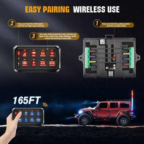 8 Gang Switch Panel RGB Wireless LED Light Bar Electronic Relay System - Picture 13 of 18