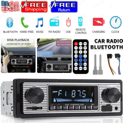 Vintage Car Radio Stereo Modern Bluetooth MP3 Player FM AUX SD Host with Remote