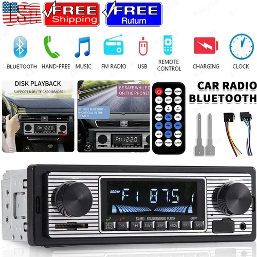 Vintage Car Radio Stereo Modern Bluetooth MP3 Player FM AUX SD Host with Remote