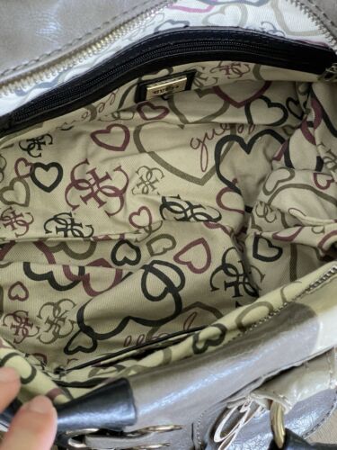 GUESS Multicolor Parent Leather Boston Satchel Handbag Black Gray - Picture 7 of 12