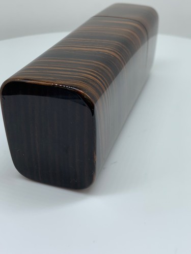 NEW WOODEN SUNGLASSES HARD CASE BOX BY ROGER POPE BROWN STRIPE GLOSS LINED - Picture 5 of 10