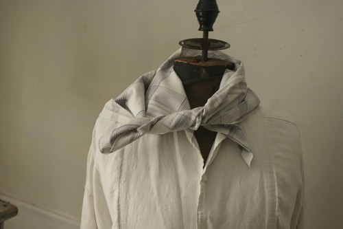 Antique Handkerchief Hand Sewn Purple Scarf Striped Plaid Fabric 19th C Cotton - Picture 4 of 9