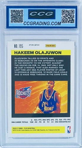 Panini Flux Pulsar Prizm #195 2020-21 Hakeem Olajuwon CCG 10 - Rockets - Imagen 2 de 2