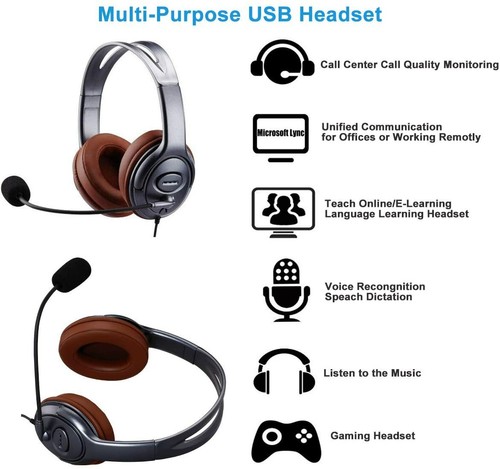 Emaiker USB Headset with Noise Cancelling Microphone Mic Mute Two Ears 806DUC  - Bild 6 von 7