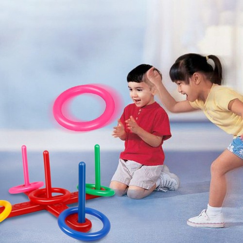 Children Rope Hoop Quoits Fun Ring Toss Outdoor Game Set Puzzle Interactive Toy - Picture 7 of 9