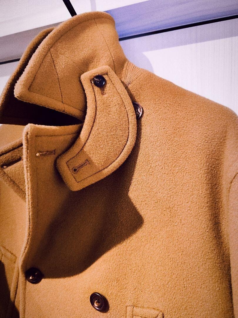 AURALEE 100% Wool BEAVER MELTON P-COAT A7AC01BM Camel Size L