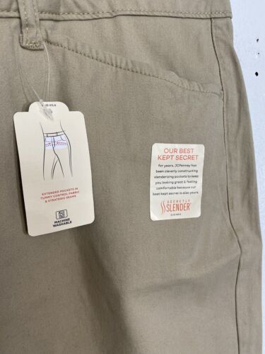 ST John's Bay shorts 22W mid Rise Tan Khaki Shorts 7" inseam NEW - Picture 3 of 8