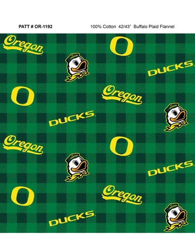 University of Oregon Fat Quarter-NCAA Collegiate Cotton Flannel Fabric-OR1192