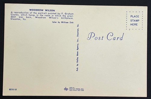 Präsident Woodrow Wilson Vintage Foto rppc Sammlerstück Bild Postkarte - Bild 2 von 2