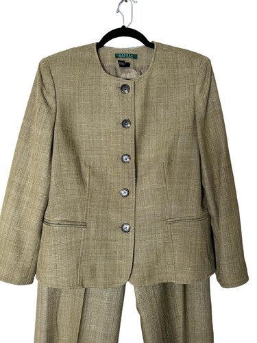 Lauren Ralph Lauren Blazer Vintage 100% Silk  Tweed Suit Jacket  Sz 8 Pants Sz 4 - Picture 3 of 19
