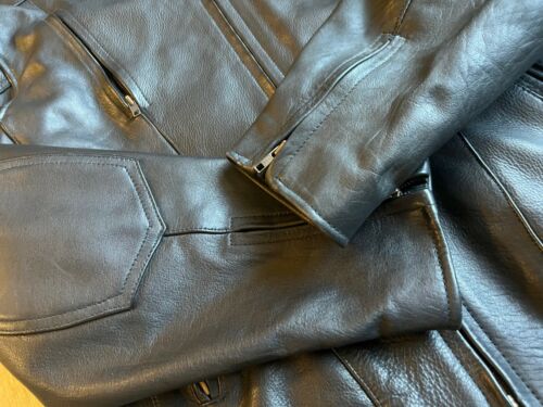 Redline Men's Cow Leather Touring Side-Lace Motorcycle Jacket, Black M-400-3XL - Picture 6 of 12