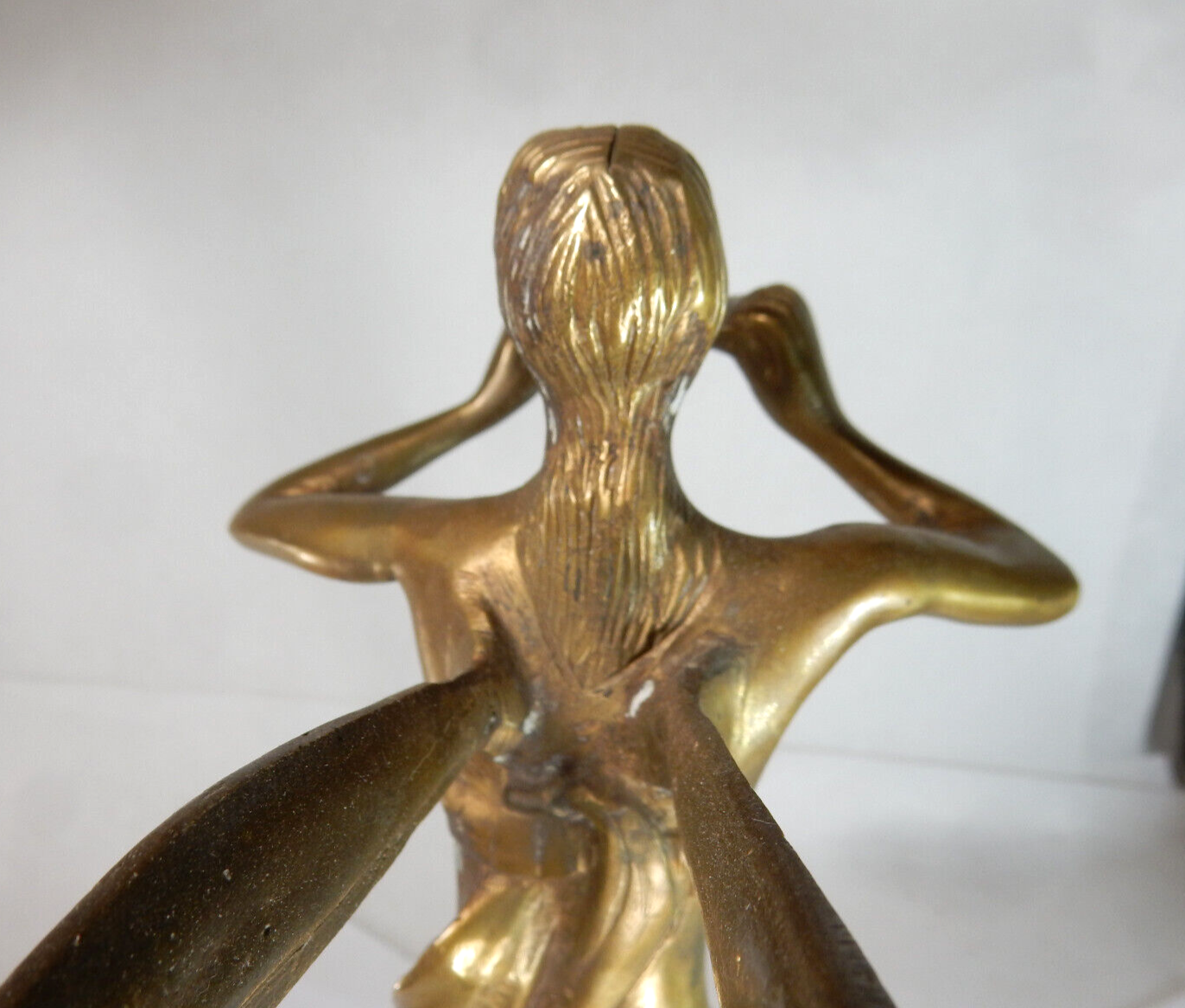 White Base Rounded Statue Base 1993 David Kay Brass Pixie Fairy Sculpture Figurine, Nude with Wings ...