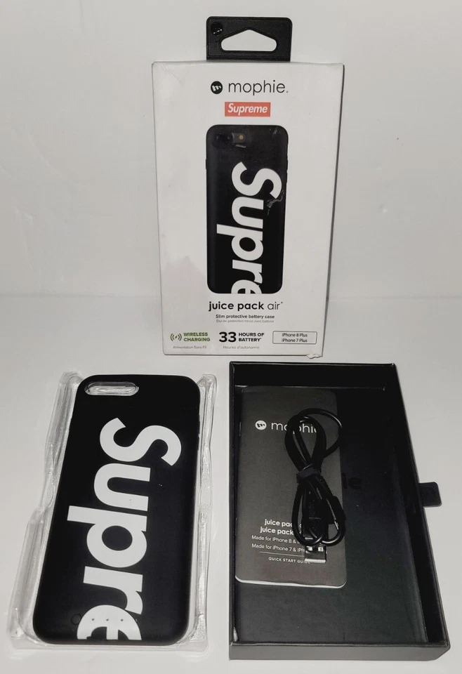 Supreme + Mophie Juice Pack Air Capa Bateria Preta iPhone 7/8+ Caixa Aberta - Imagem 3 de 4