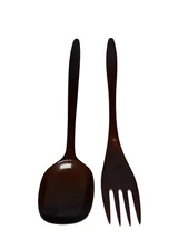 Vintage Rosti Melamine Utensil Set Brown Spoon Fork Stirrer 2 Pieces Denmark