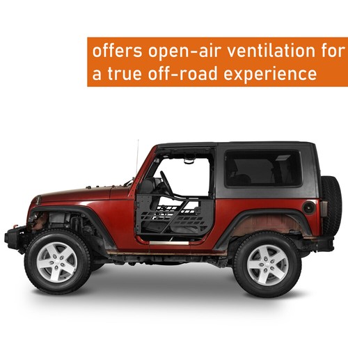 Black 2PCS Black Tubular Doors 2x Mirrors for Jeep Wrangler JK 2 Door 20007-2018 - Picture 21 of 30