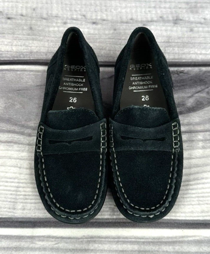 GEOX FAST BOY LEATHER SUEDE LOAFERS Toddler Boy Size EU 26 / US 9 NAVY BLUE - Image 3 of 4