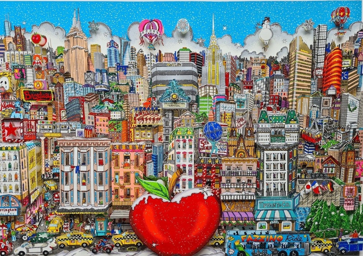 90s エドガー・ドガ アート Tシャツ ゴッホ ピカソ モネ 絵画 Apple Charles Fazzino 3D A Winter Visit IN The Big Apple Autographed New