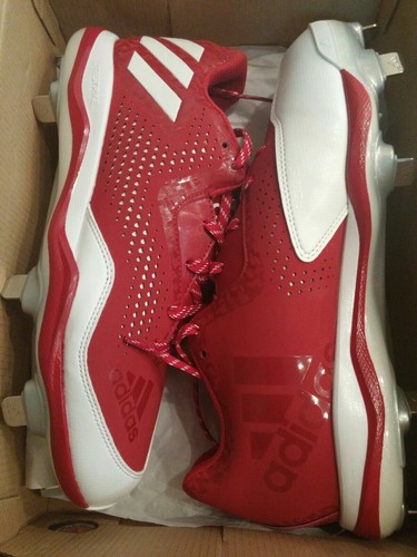 NEW ADIDAS POWERALLEY 4 BASEBALL CLEATS 7.5 Q16486 METAL SPIKES RED - Picture 6 of 6