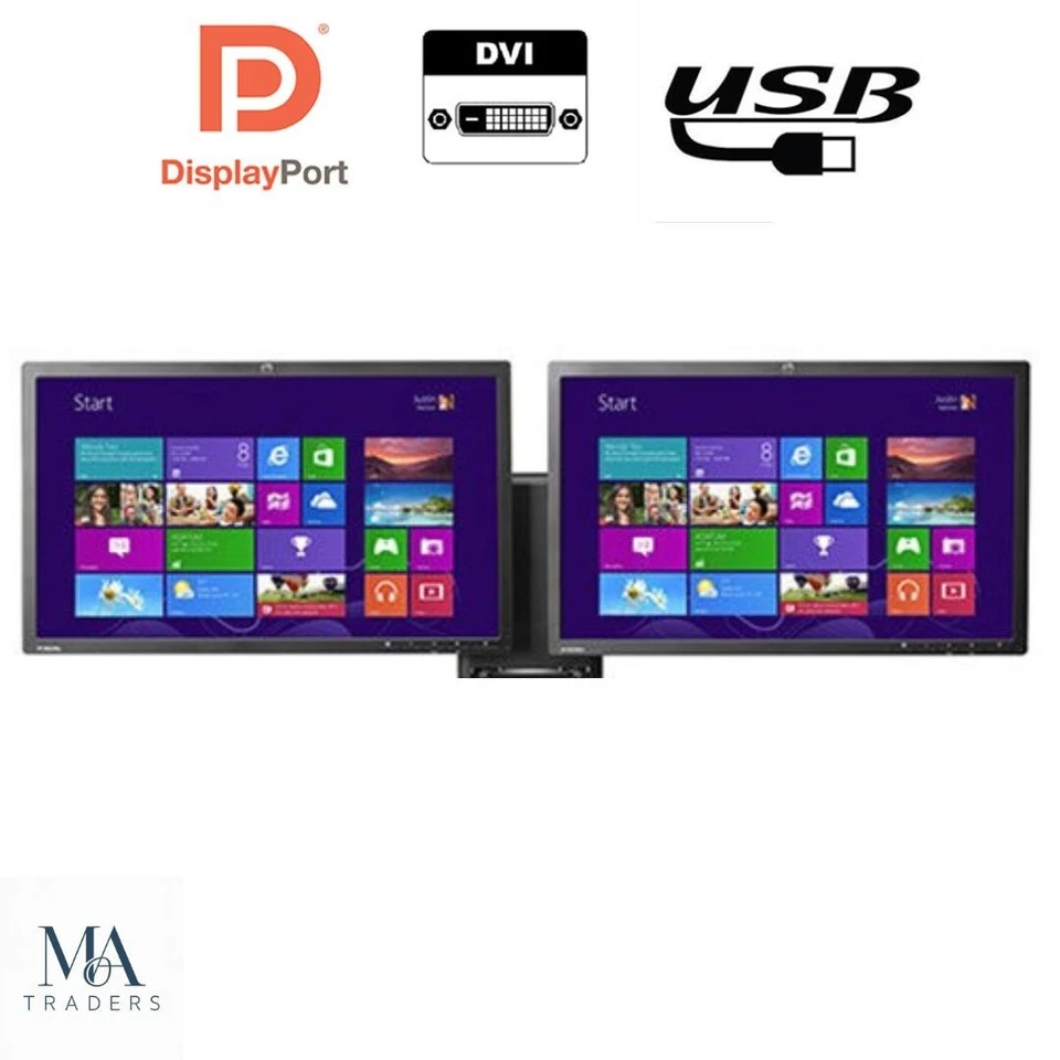 Dual HP Monitors E231 Screen Setup 2 x 23" FHD 1920x1080 DVI VGA Ports No Stand - Image 3 of 4