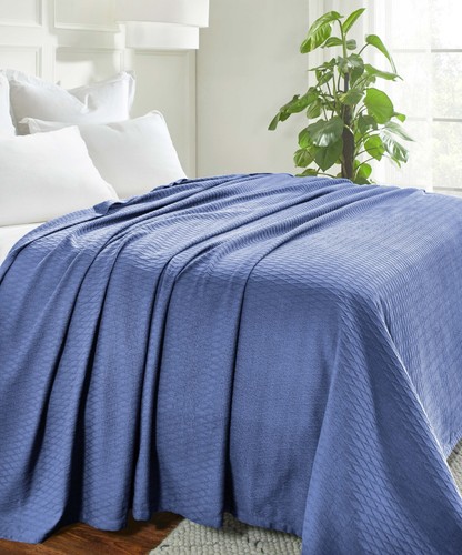 100% Cotton Modern Geometric Diamond Weave Solid All Season Blanket Bed Throw - Picture 116 of 172