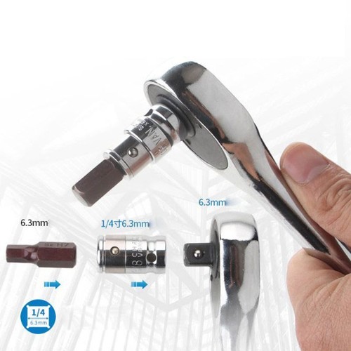 1/4" Ratchet Socket Adapter 6.3mm Square Drive To 1/4" Hex Shank Bits Convert F6