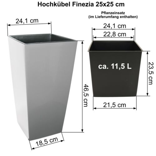 Blumenkübel Hochkübel Pflanzkübel Hochtopf - Finezia Rattanoptik + Pflanzeinsatz - Bild 9 von 14