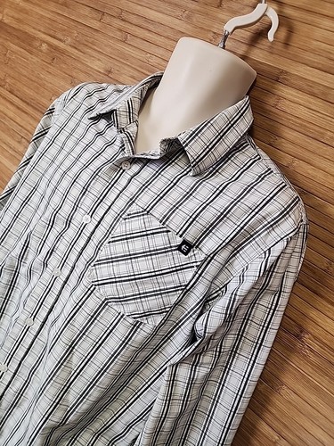 Etnies White And Black Plaid Long Sleeve Button Up Shirt Mens Size Large L - Picture 2 of 5