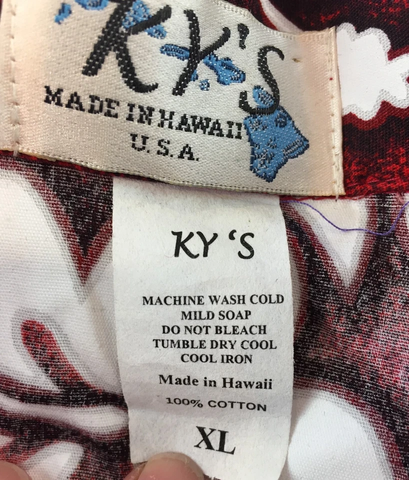 Camisa KY's Hawaiana Aloha Tropical Abotonada Para Mujer XL Roja Floral Manga Corta Foto 3 de 4
