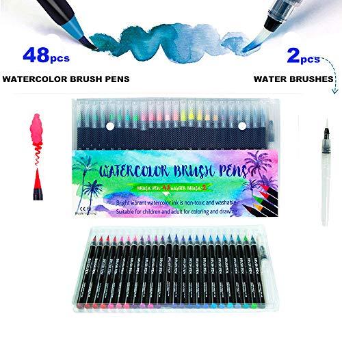 HETHRONE 48+2 Aquarellpinsel-Set mit 48 Farbmarkierern und 2 Aqua-P(48+2) HETHRONE HETHRONE HETHRONE 48+2 Aquarellpinsel-Set mit 48 Farbmarkierern und 2 Aqua-P(48+2) 9f88b9