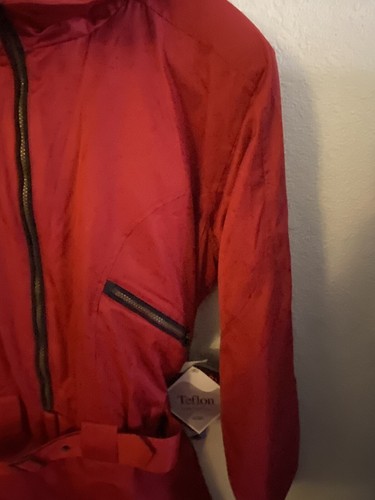 Vintage Rawik Womens M Snow Ski Suit One Piece Red Hood Belt Zips Pocket - Picture 3 of 13