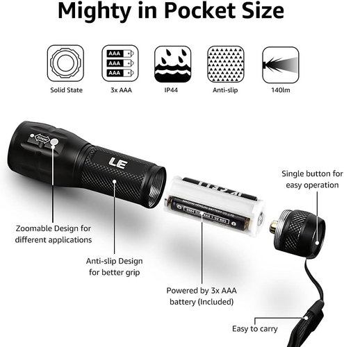 LED Flashlights High Lumens, Small, Zoomable, Waterproof, 2 Pack - Picture 5 of 12