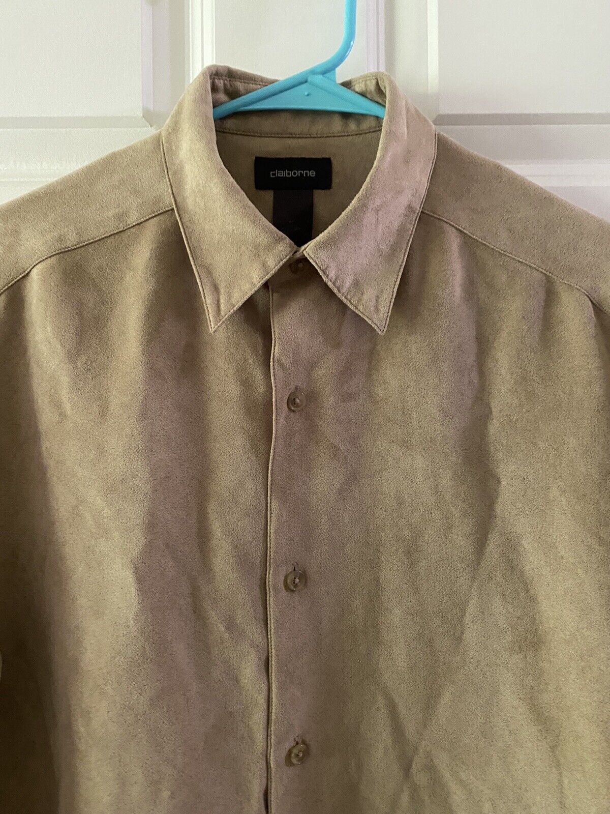 Claiborne Faux Suede Long Sleeve Shirt Mens Brown Size M