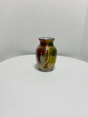 Beautiful Firestorm Murano-Style Art Glass Vase - 7 Tall Decorative Multicolor. - Imagen 12 de 16