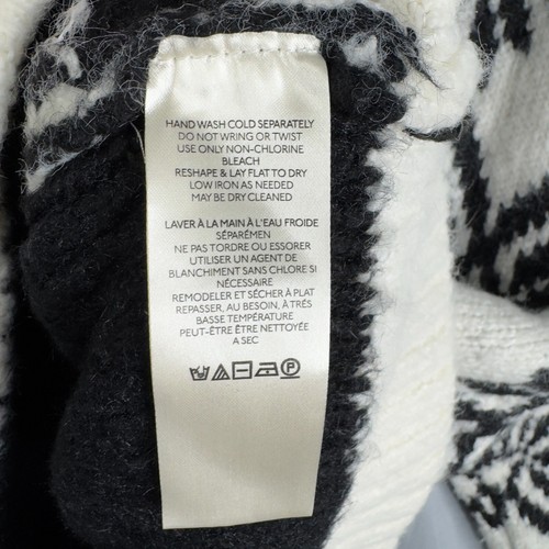 Free People Fireside Tunic sweater women Size L Black White Fair Isle Crew neck - Picture 4 of 5