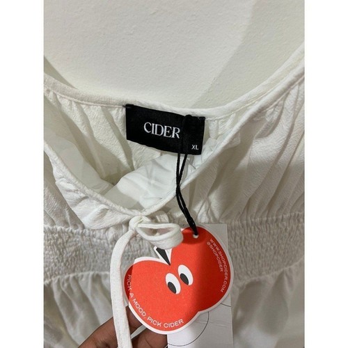 Cider NWT White Cottagecore Coqutte Prairie Babydoll Boho Coastal Midi Dress - Picture 7 of 11