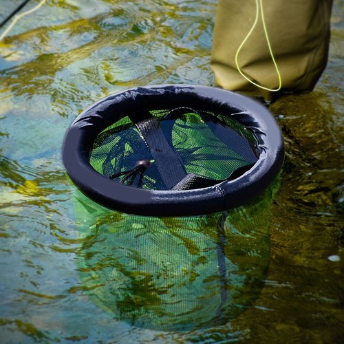Foldable Rubber Coated Fishing Basket with Drawstring and Alloy Buckle