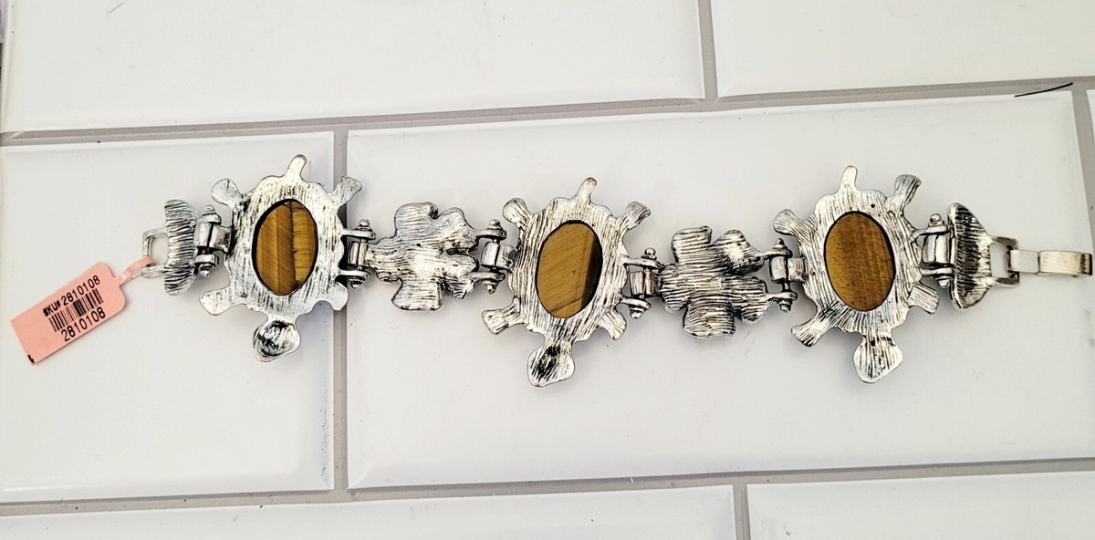 NWOT Fashion Jewelry Silver Link Bracelet Theme Flowers and