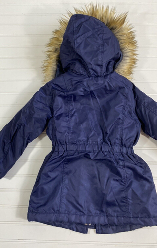 Urban Republic Coat Girls Toddler Size 4 Navy Blue Fur Hood - Picture 14 of 17