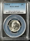 1958-D  25C Washington Quarter Dollar PCGS MS65  80485184
