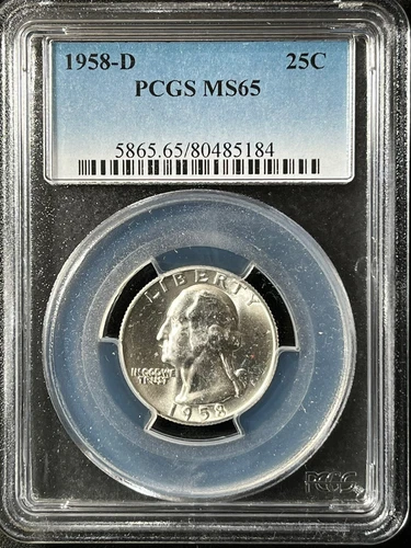 1958-D  25C Washington Quarter Dollar PCGS MS65  80485184