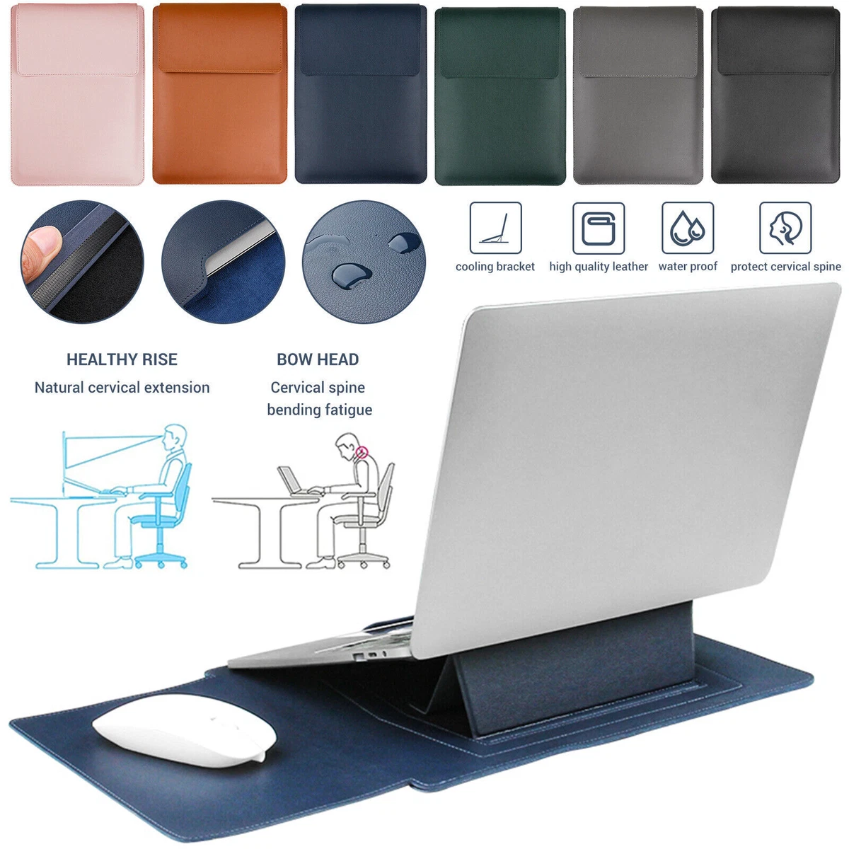 Wallet Sleeve Cover Case Bag with Stand for MacBook Air Pro 13 14