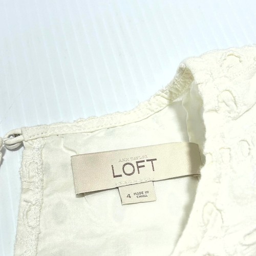 Loft Ann Taylor Crochet Sheath Dress Women's 4 White 100% Cotton Sleeveless - Picture 4 of 8