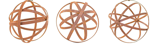 14'' Lawn Ornament Steel Garden Sphere Rusted Patina Finish Garden Sculpture - Picture 3 of 10