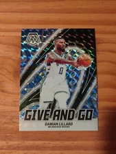 2023-24 Panini Mosaic #2 Give And Go Reactive Blue Mosaic /99 Damian Lillard