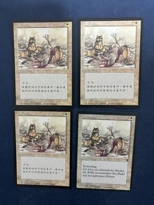 MTG 4X BLACK BORDERED TUNDRA WOLVES FBB NM CHINESE + GERMAN MAGIC THE GATHERING - Image 1 of 4