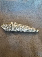 Vintage Swarovski Crystal and Gold Shell Brooch